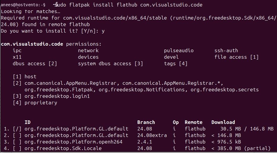 Installing VS Code with Flatpak