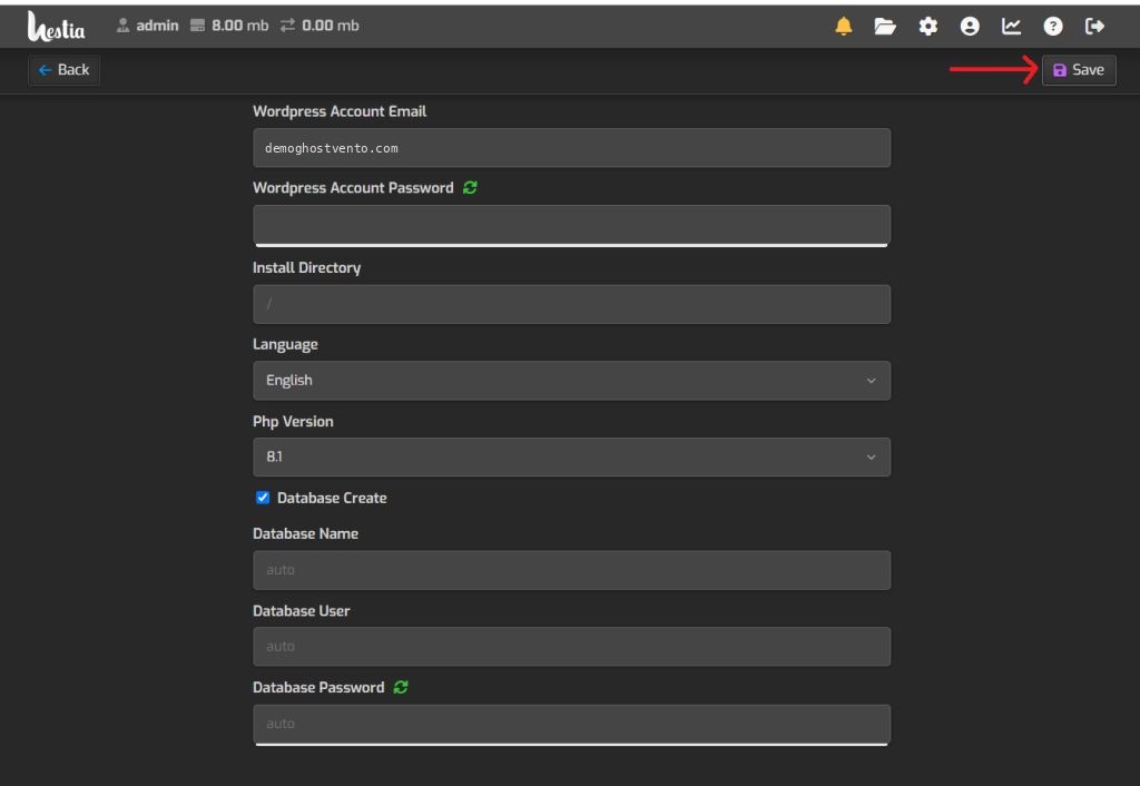 WordPress installing