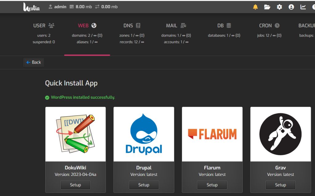 WordPress installed
