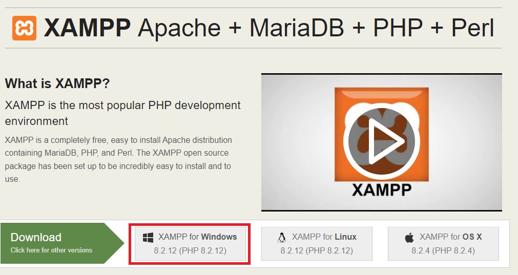 Downloading XAMPP