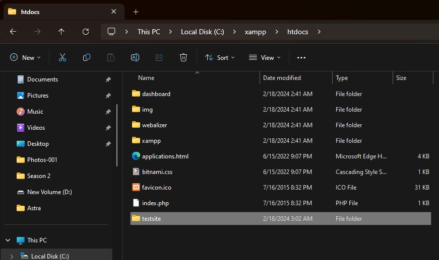 Creating the test site folder