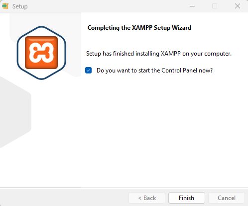 Completing the XAMPP setup