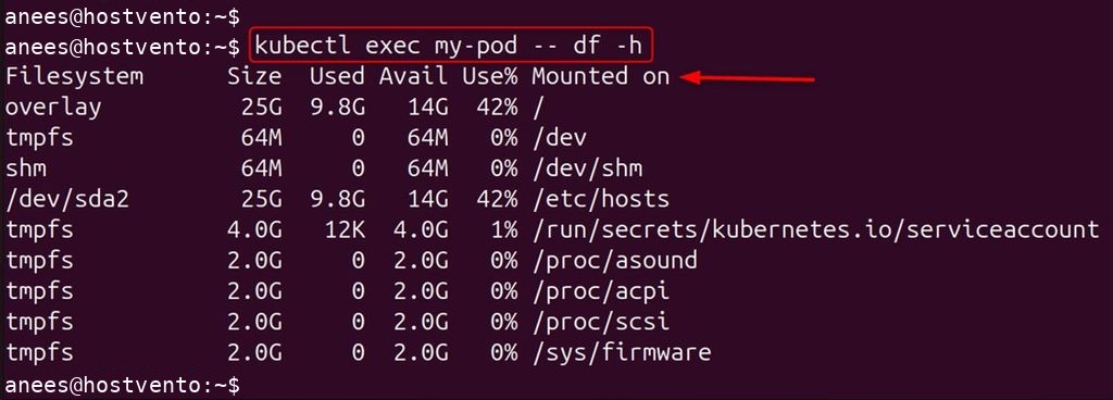 Checking the disk usage