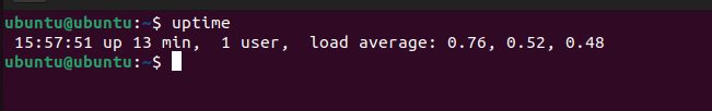 The uptime command showing the load average