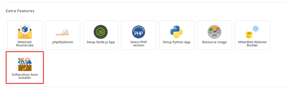 Screenshot: Click Softaculous Auto Installer .