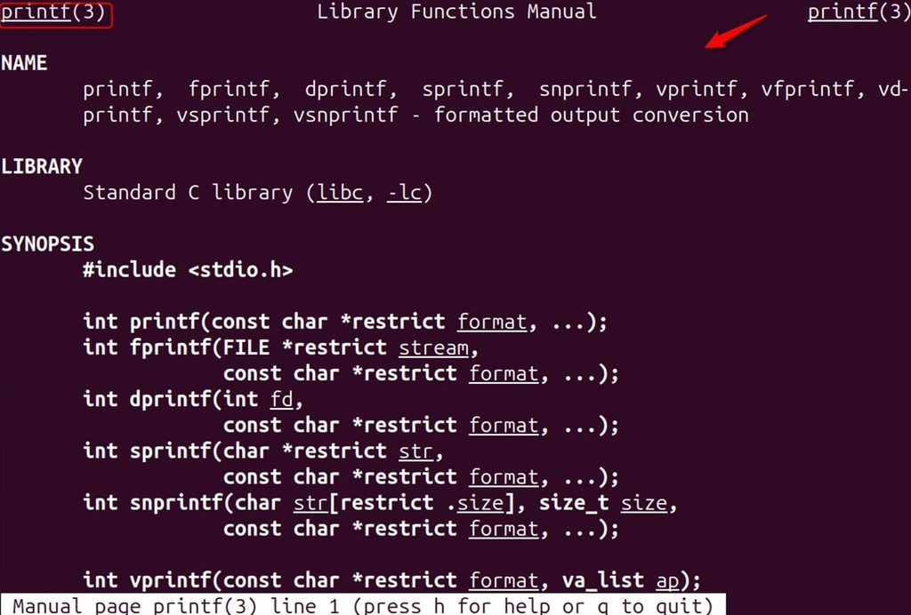 The printf manual in section 3