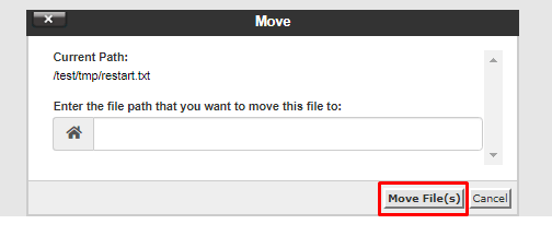Screenshot: Select the file, click Move , type the new path.