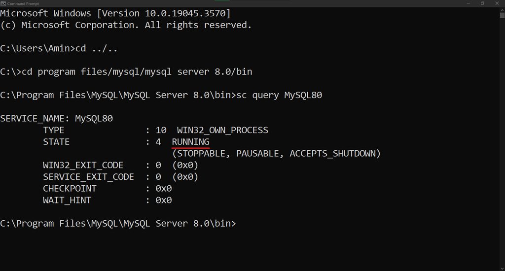 Checking that the MySQL service is running
