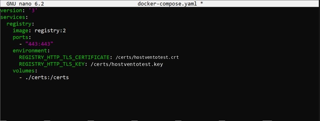 The Docker Compose file for the registry