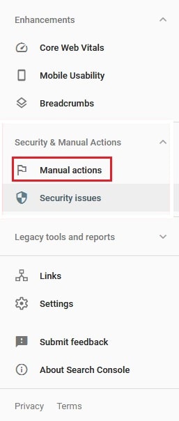Screenshot: Request a review in Google Search Console.