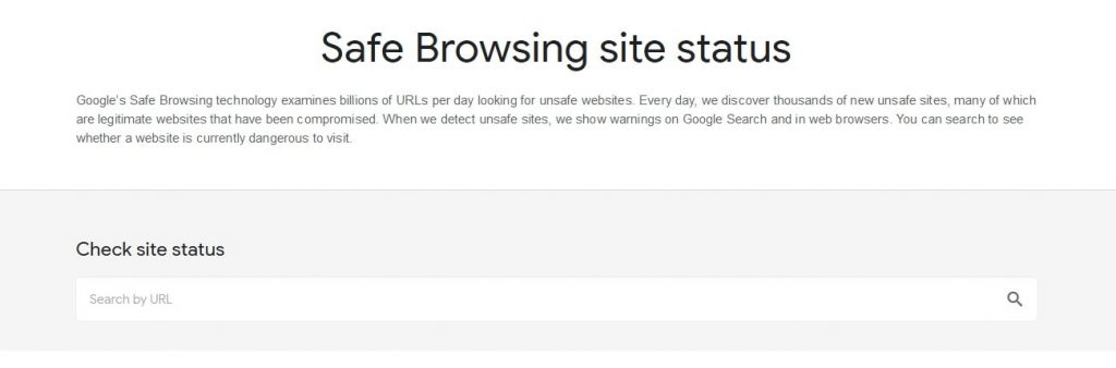 Screenshot: Google Chrome and other browsers keep a list of unsafe websites. This list is called Safe
