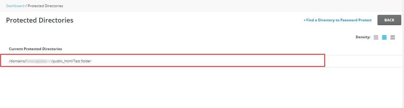 Screenshot: Open Password Protected Directories in DirectAdmin.