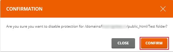 Screenshot: Open Password Protected Directories in DirectAdmin.