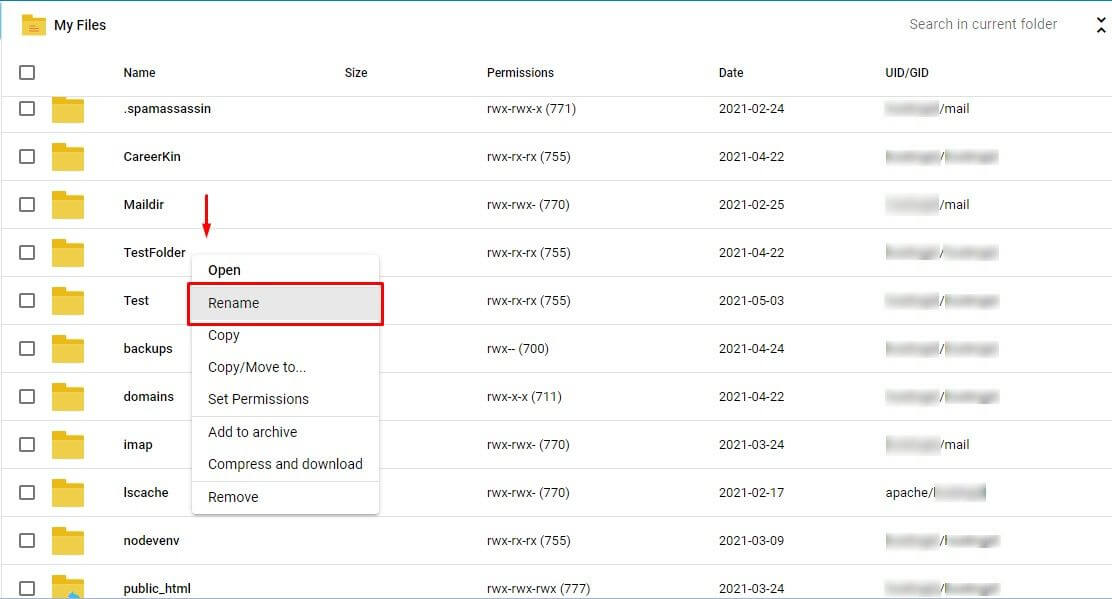 Screenshot: Right-click it, or select it and use the toolbar, then click Rename .