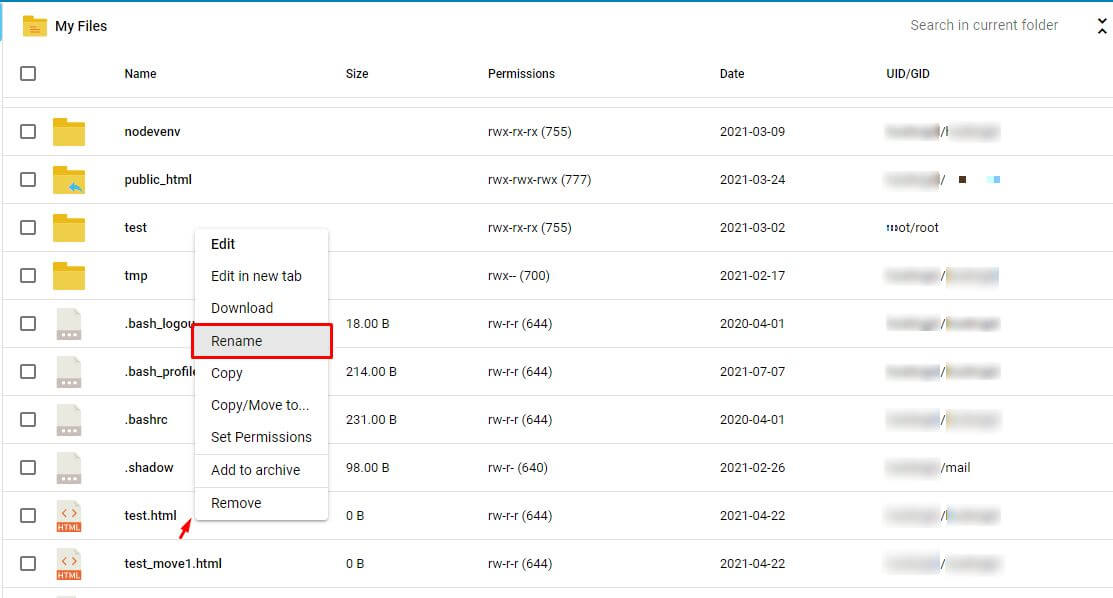 Screenshot: Right-click it, or select it and use the toolbar, then click Rename .