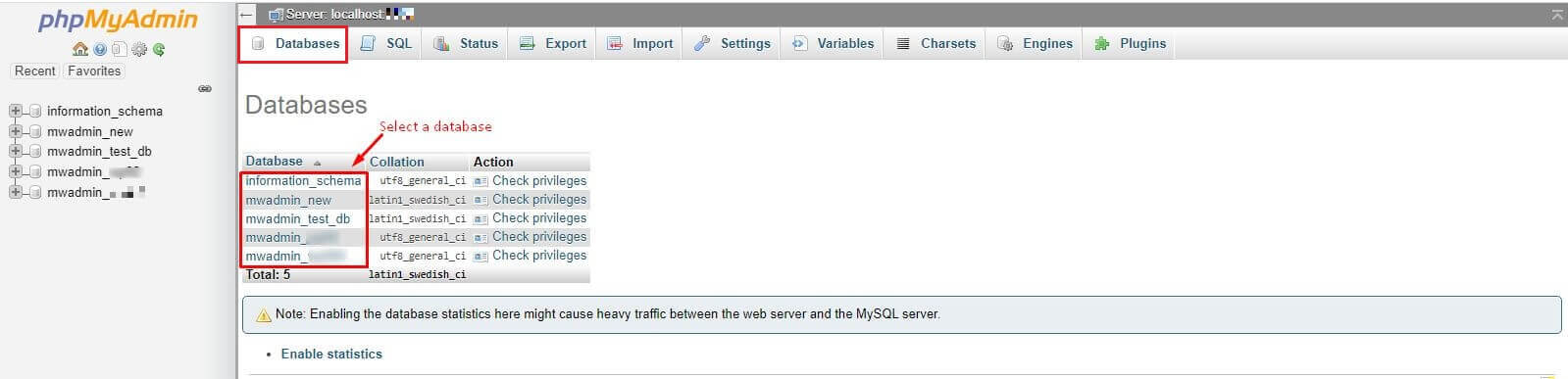 Screenshot: phpMyAdmin has Repair table under With selected.