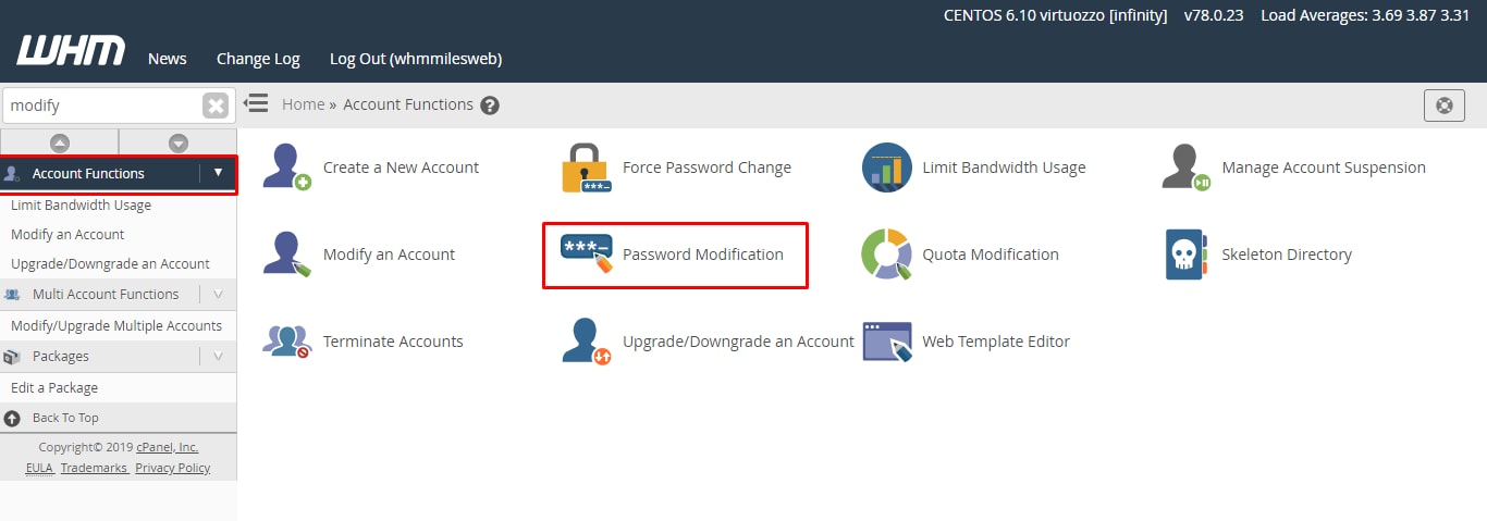 Screenshot: Click Change Your Password .