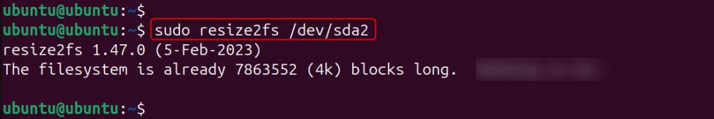 Resizing the file system