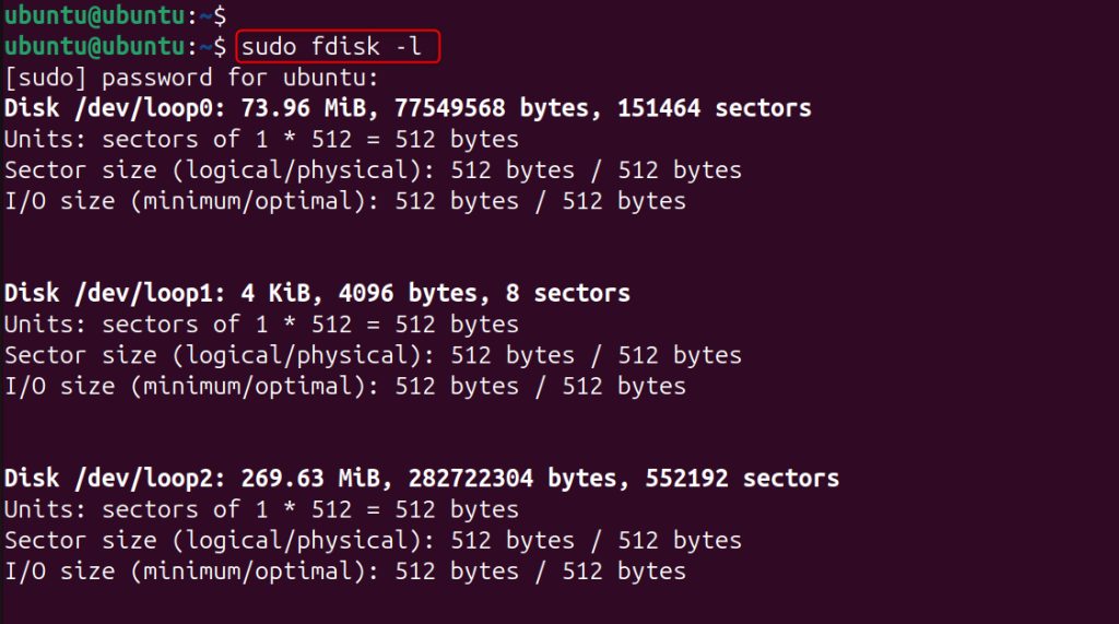 Listing the partition details
