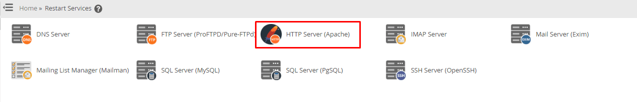 Screenshot: Click HTTP Server (Apache) .