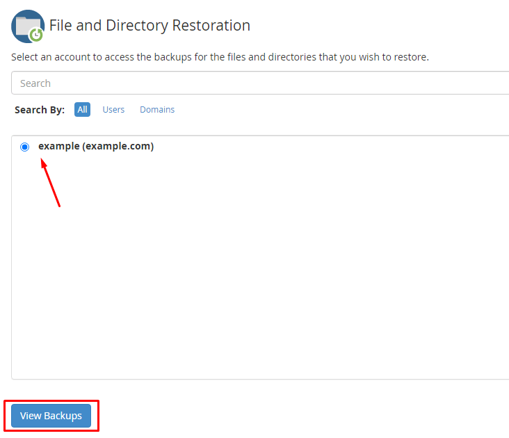 Screenshot: Type the path of the item. The path is its address inside the account, such as public_html