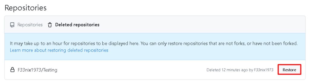 Restoring the repository