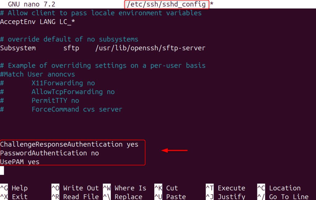 Enabling 2FA in the SSH configuration