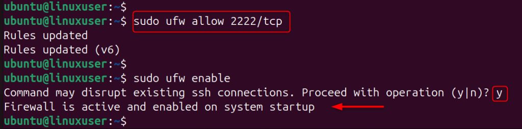 Enabling the firewall rules
