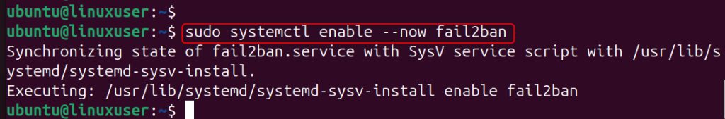 Enabling the Fail2Ban service