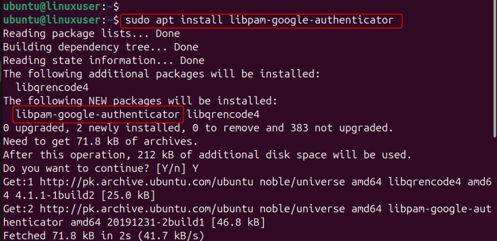 Installing the Google Authenticator package