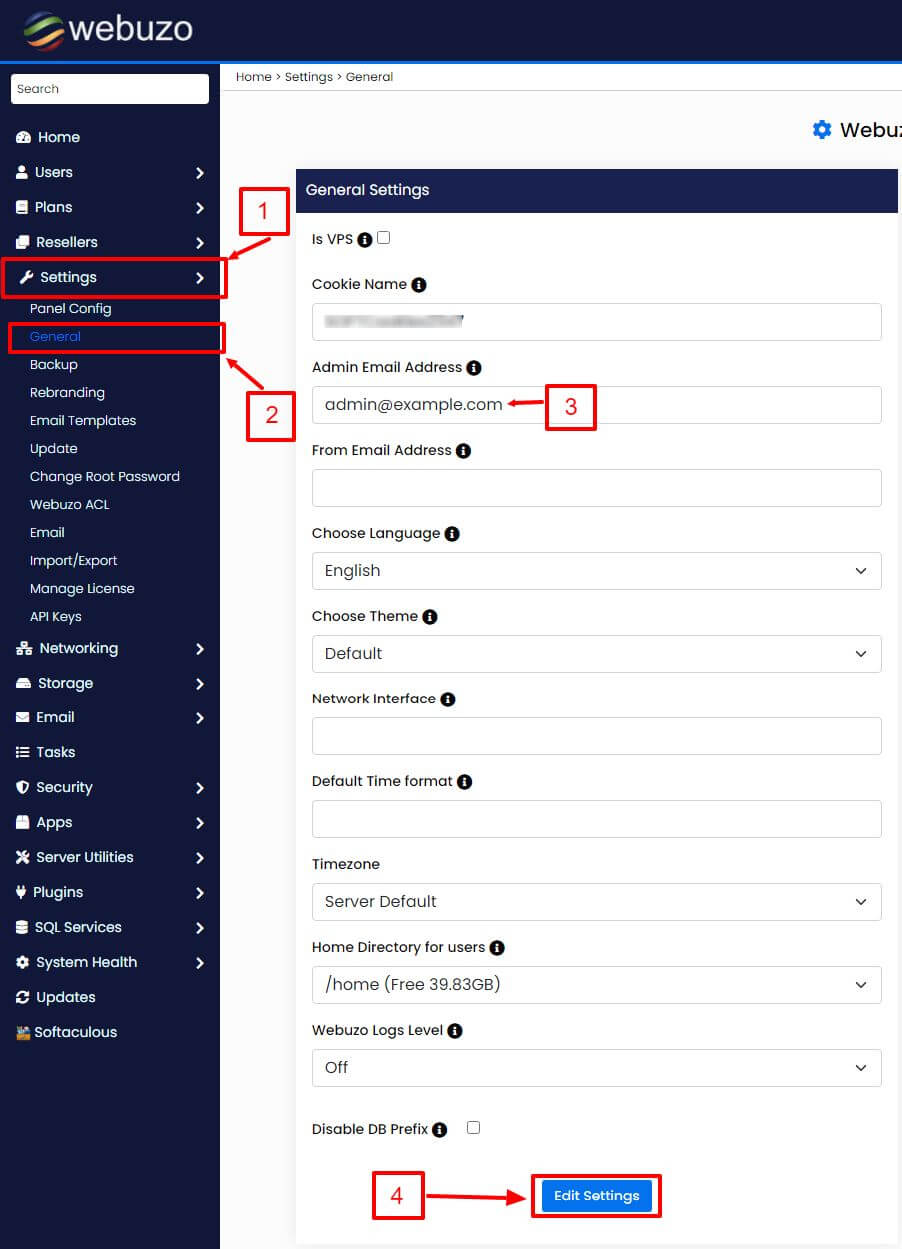 Screenshot: The admin email receives important server messages.