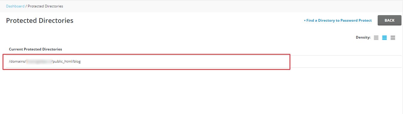 Screenshot: Open Password Protected Directories and click the folder.