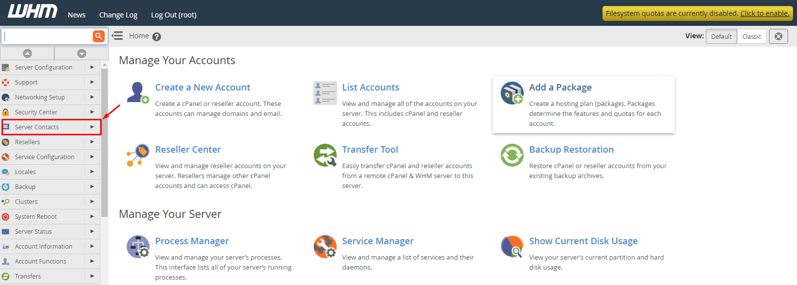 Screenshot: Find the field for the server contact email address.