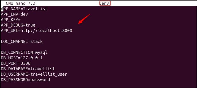 The Laravel .env settings