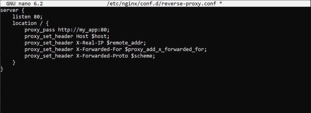 The reverse proxy configuration