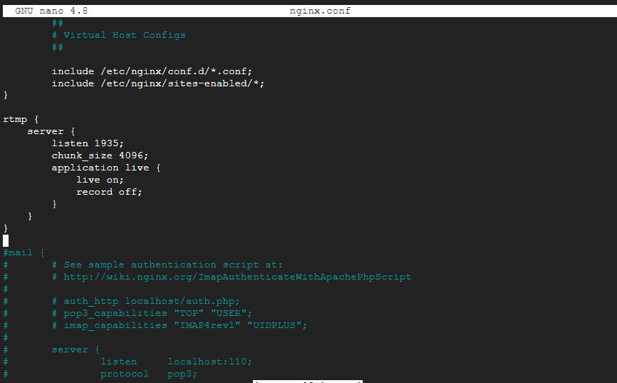 The RTMP configuration