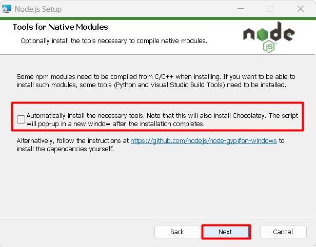 Installing the tools for native modules
