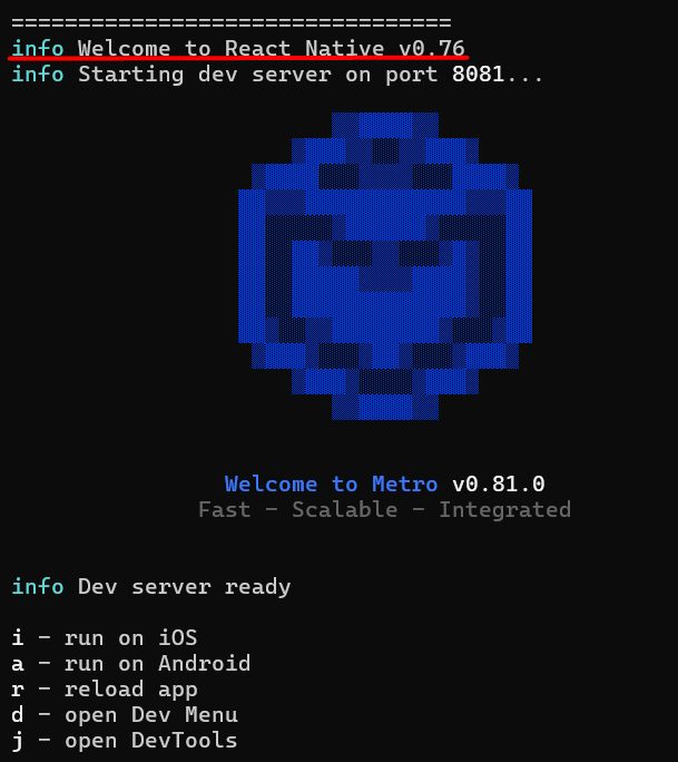 The Welcome to React Native screen