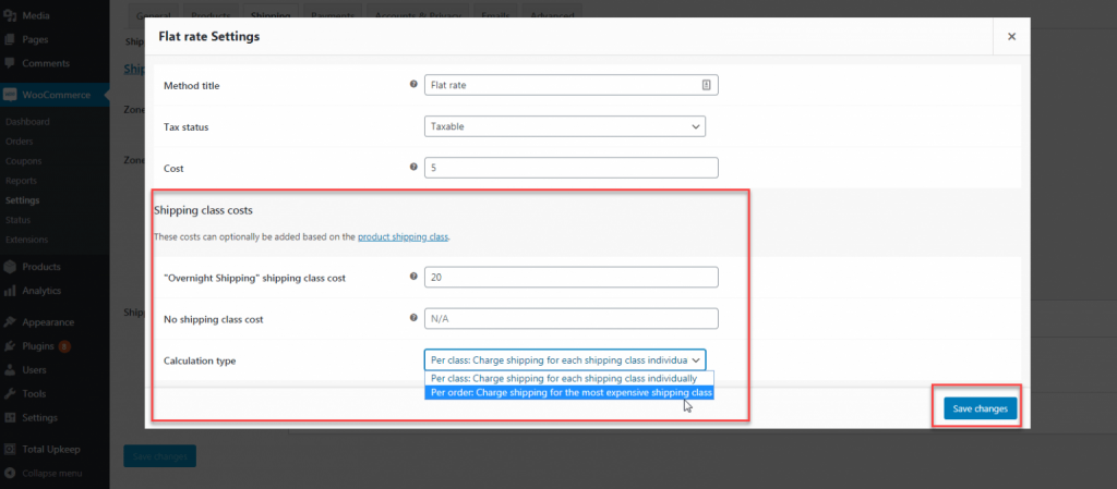 Screenshot: Add flat rate, free shipping or local pickup.