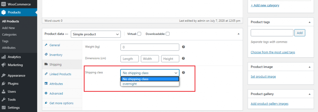 Screenshot: Add flat rate, free shipping or local pickup.