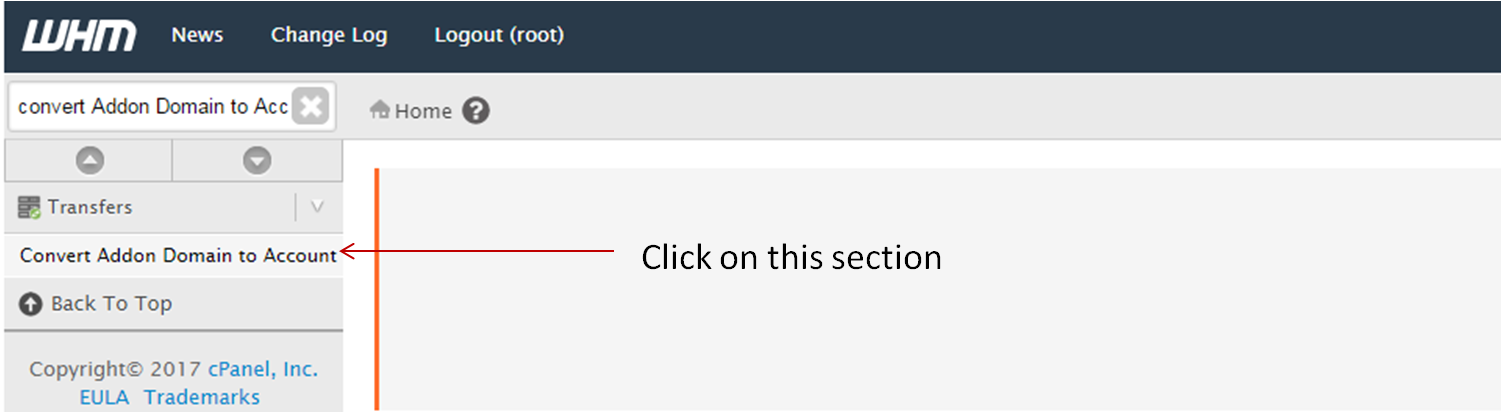 Screenshot: Open File Manager and find the addon domain's folder.