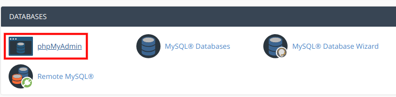 Screenshot: Open phpMyAdmin in your control panel.