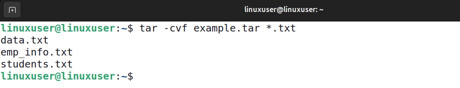 Creating a new tar archive