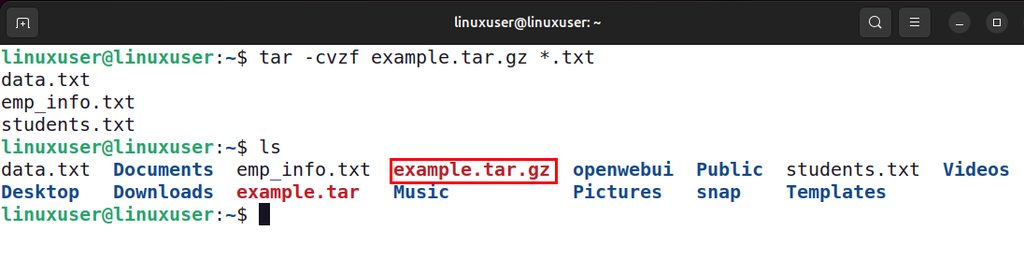 Creating a gzip-compressed tar archive