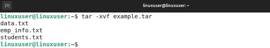 Extracting tar files in Linux