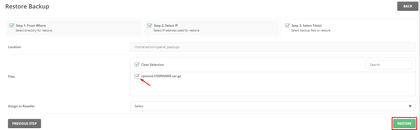 Screenshot: Upload and import them in DirectAdmin, then fix the settings file.