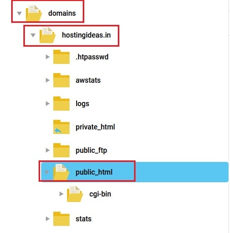 Screenshot: Open the public_html folder.