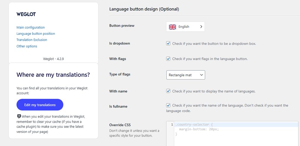 Modifying the Weglot button