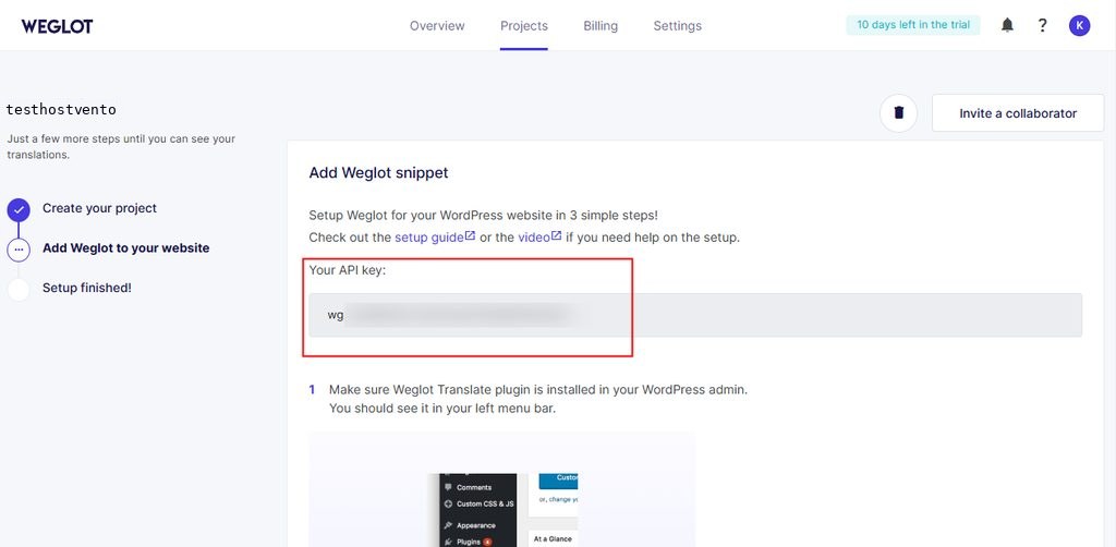 Getting the API key