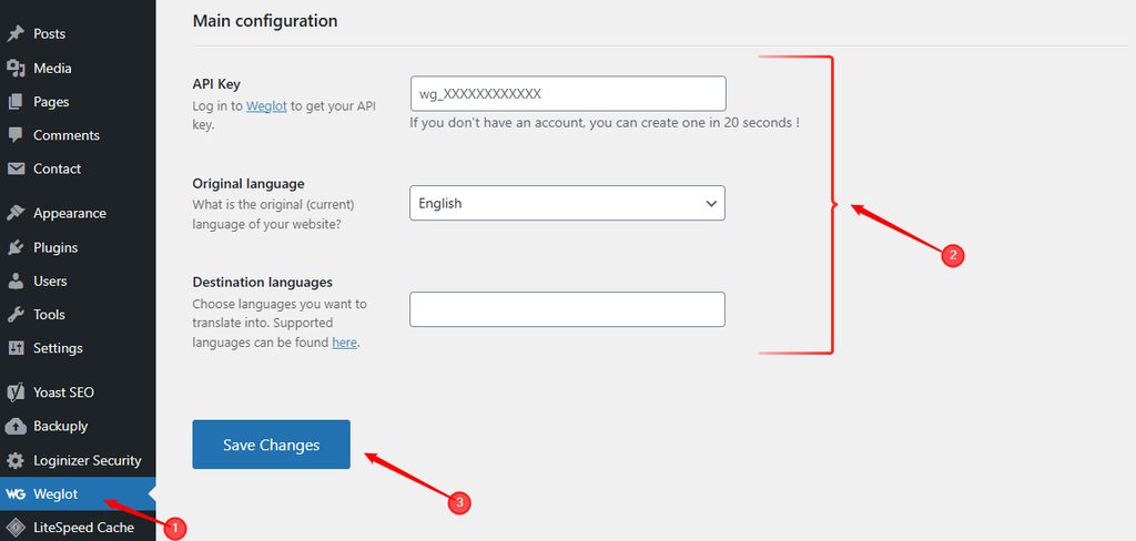 Configuring Weglot